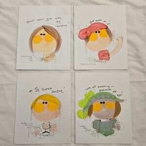 Vintage Helyn Mann 1987 Set of 4 Watercolors Signed 8 x 10 *read*